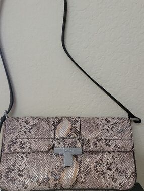 Tahari Snake-Print Shoulder Bag with T-Clasp